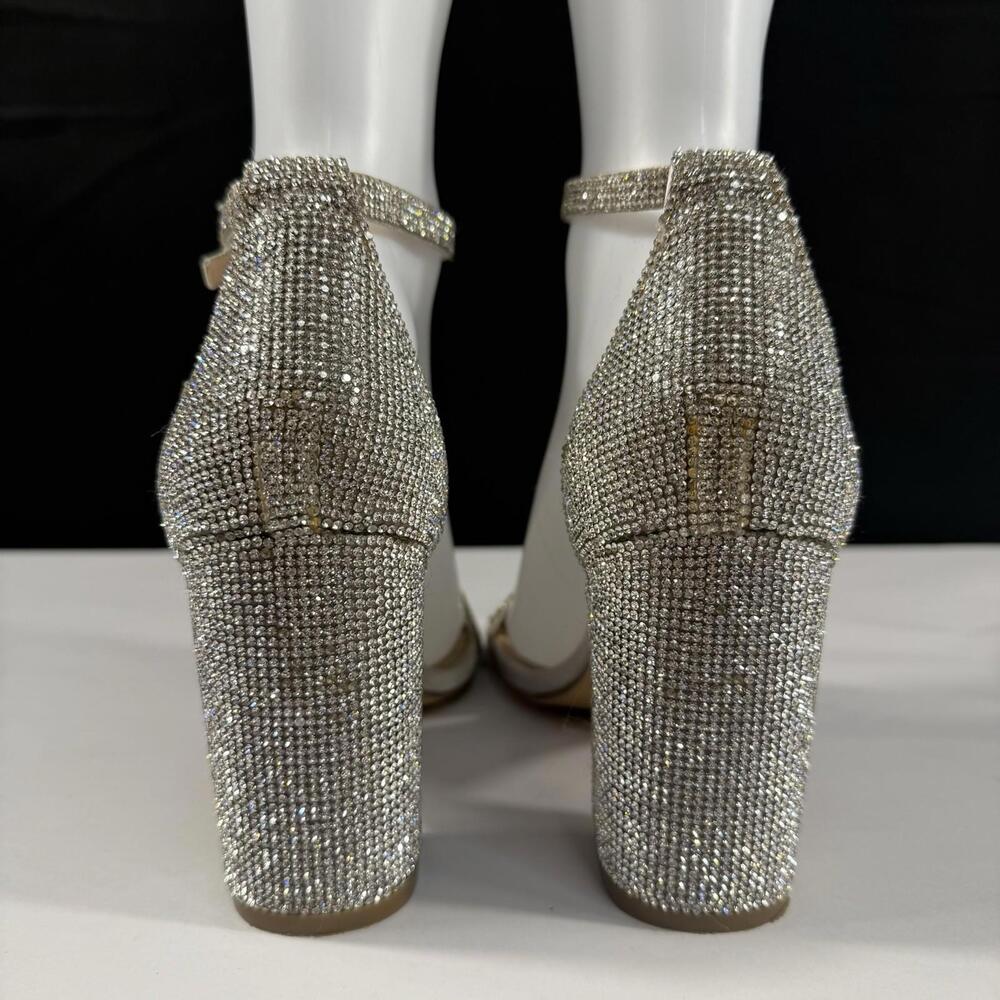 Steve Madden Tiaa ankle strap heels glass rhinestones size 8M evening party - Picture 5 of 9